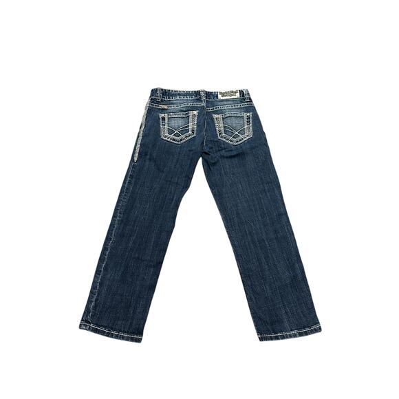 Rock and Roll Cowgirl Women's 25 Medium Wash Blue Boyfriend Crop Denim Jeans - Picture 7 of 13